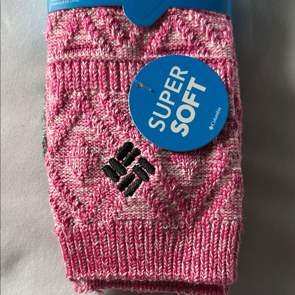 Columbia Pink Ice /Charcoal Gray 2 Pair Super Soft Crew Socks - Picture 3 of 11